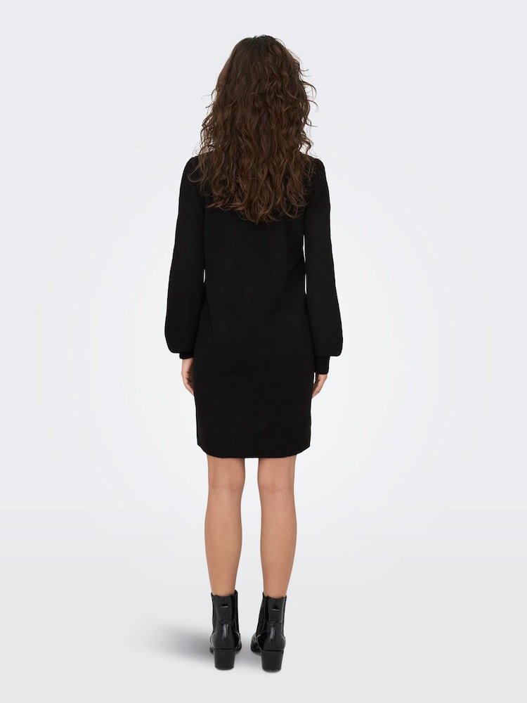 JDY Black High Neck Knitted Mini Jumper Dress - Image 2 of 6