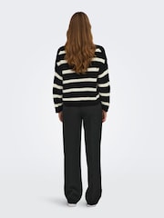 JDY Black Knitted Stripe Pullover Jumper - Image 3 of 6