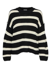 JDY Black Knitted Stripe Pullover Jumper - Image 5 of 6