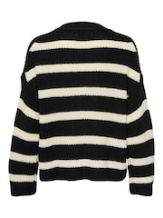 JDY Black Knitted Stripe Pullover Jumper - Image 6 of 6