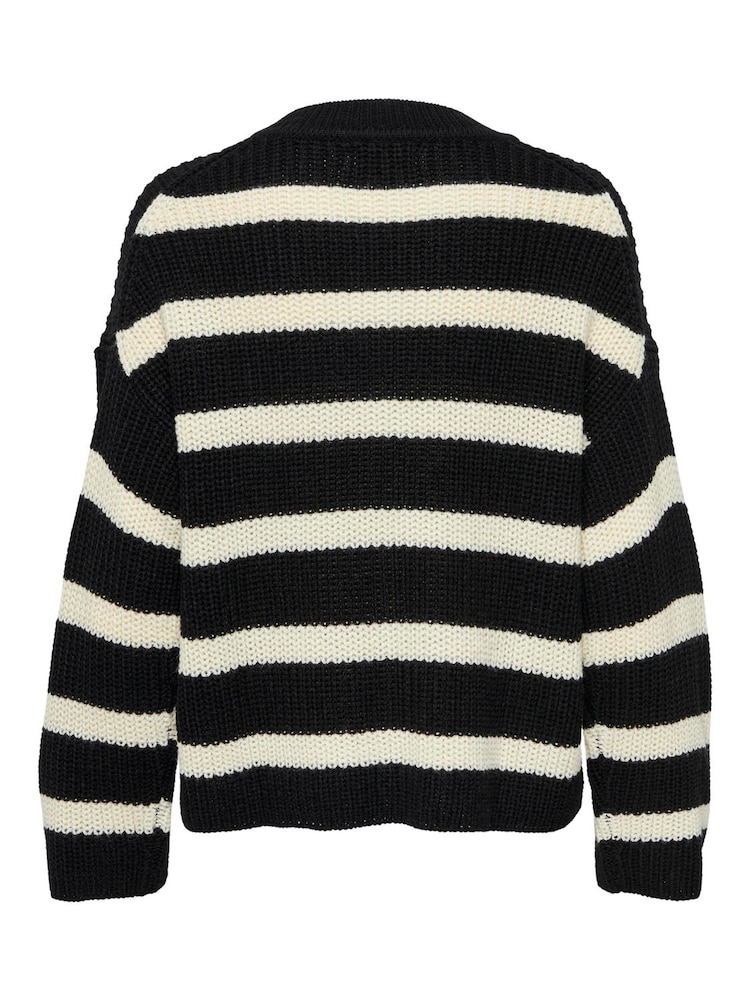 JDY Black Knitted Stripe Pullover Jumper - Image 6 of 6