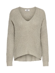 JDY Natural V-Neck Knitted Pullover Jumper - Image 5 of 6