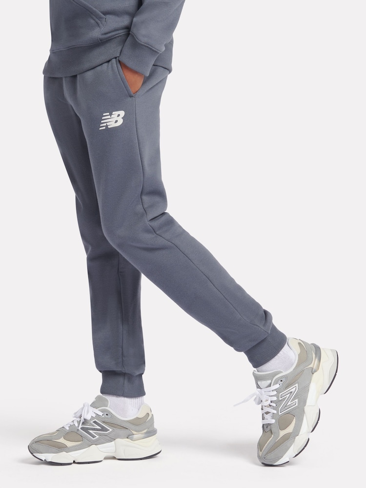 New Balance Blue Boys Brush Back Stacked Logo Hoodie Set - Image 4 of 9