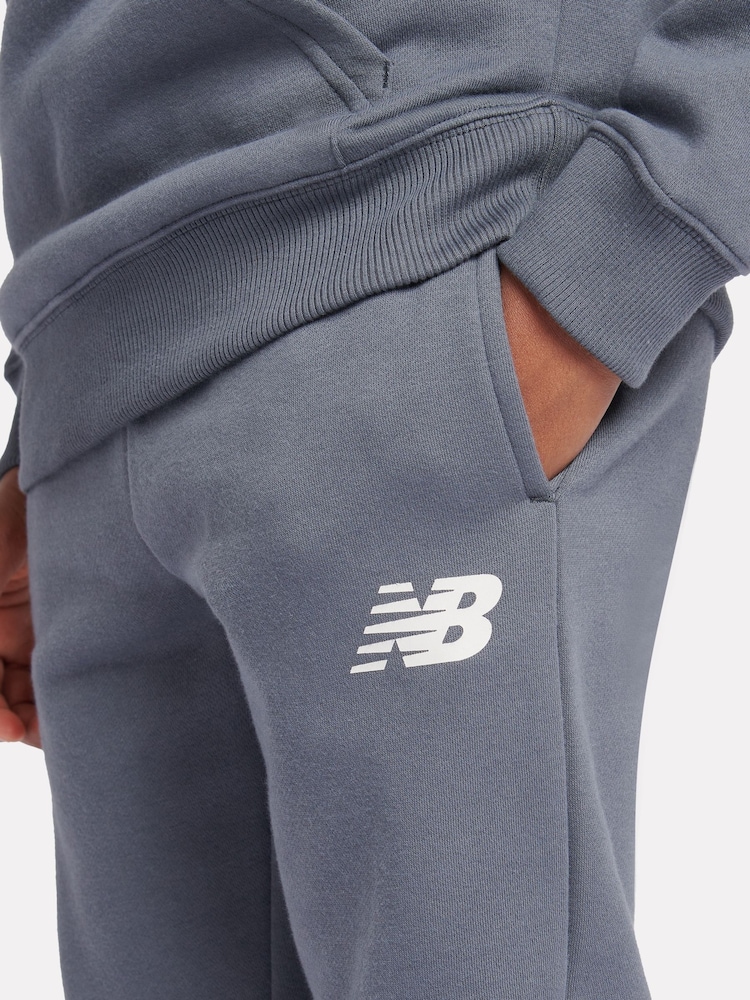 New Balance Blue Boys Brush Back Stacked Logo Hoodie Set - Image 7 of 9