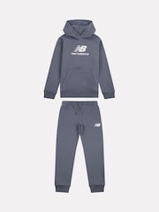 Azul - New Balance Boys Brush Back Stacked Logo Hoodie Set - Imagen 8 de 9
