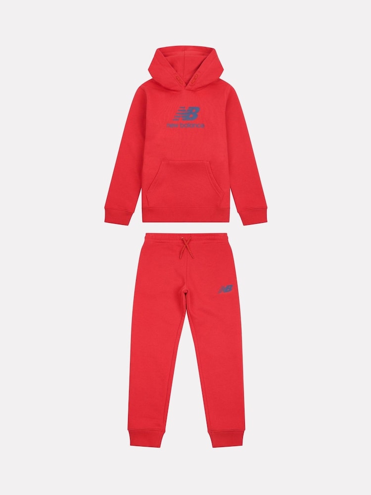 Rojo - New Balance Boys Brush Back Stacked Logo Hoodie Set - Imagen 1 de 4