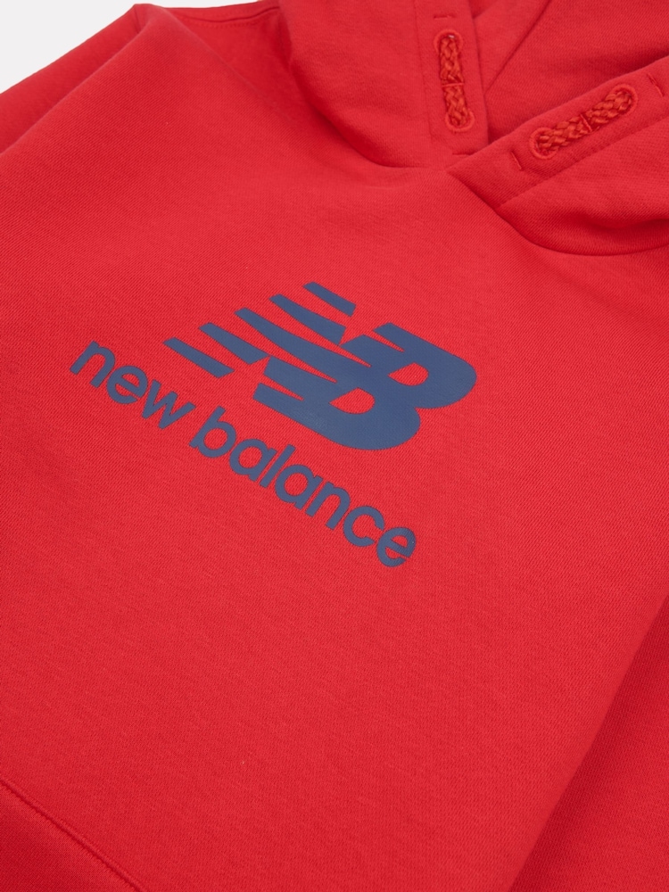 New Balance Red Boys Brush Back Stacked Logo Hoodie Set - Image 3 of 4