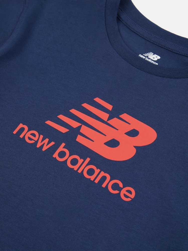 New Balance Red Kids Stacked Logo T-Shirt and Shorts Set - Image 3 of 4