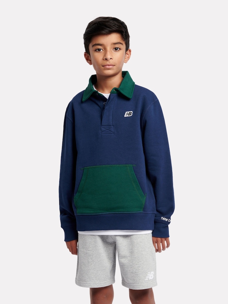 New Balance Blue Boys Premium Rugby 100% Cotton Shirt - Image 1 of 6
