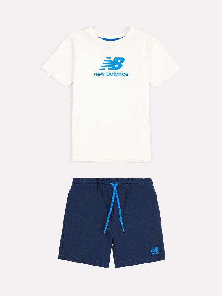 New Balance Cream Baby Boys T-Shirt and Shorts Set - Image 1 of 8