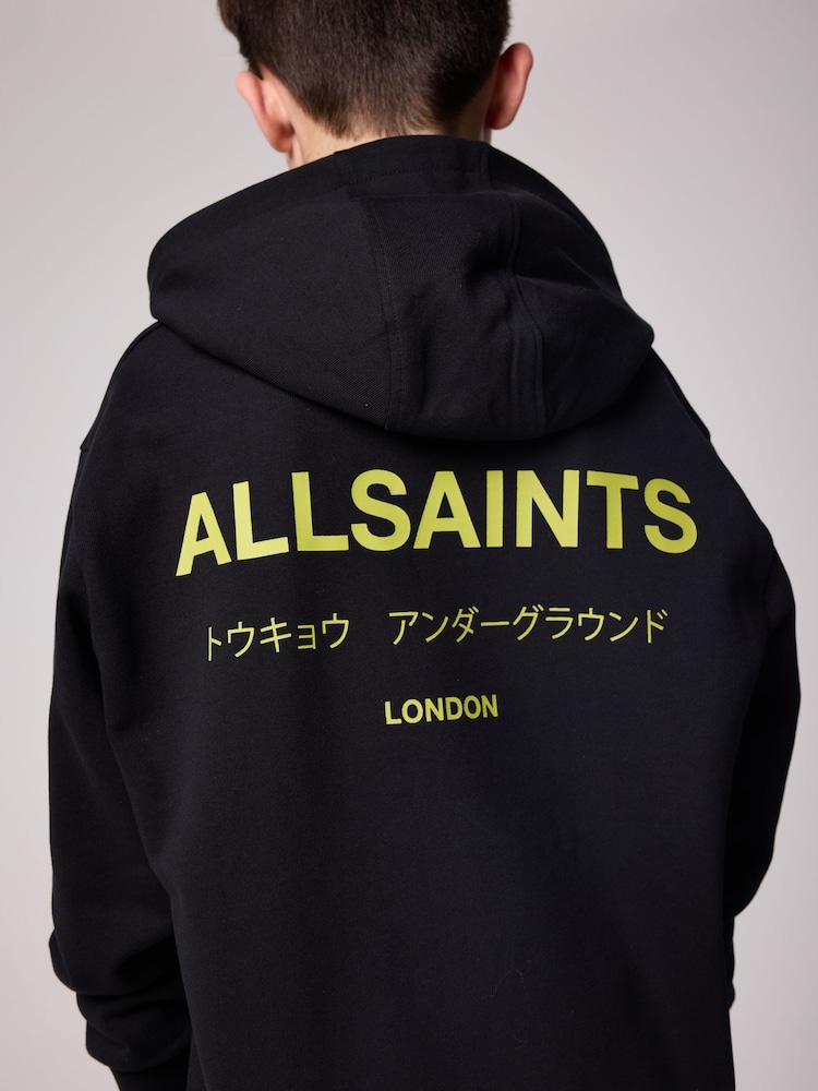 smALLSAINTS Black/Lime Oversized Underground Pullover Hoodie - Image 1 of 8