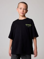smALLSAINTS Black/Lime Oversized Underground Crew 100% Cotton T-Shirt - Image 1 of 7