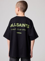 smALLSAINTS Black/Lime Oversized Underground Crew 100% Cotton T-Shirt - Image 2 of 7