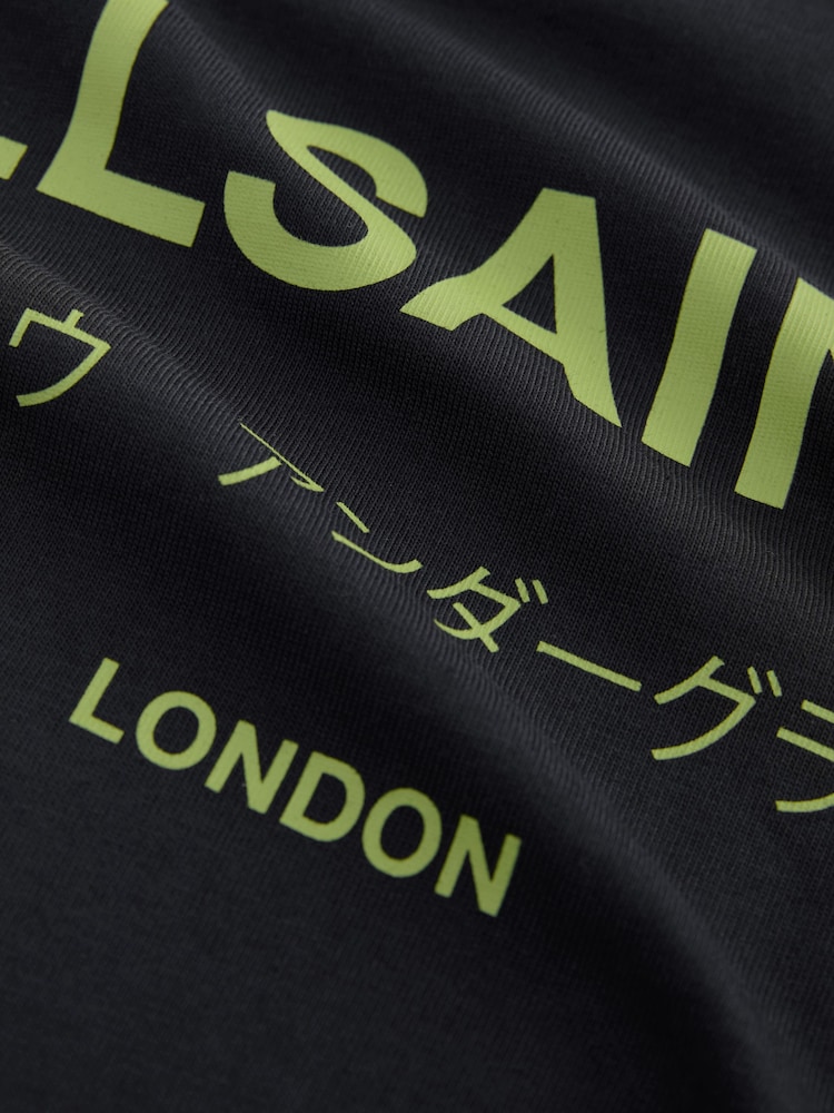 smALLSAINTS Black/Lime Oversized Underground Crew 100% Cotton T-Shirt - Image 7 of 7