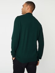 Threadbare Forest Green Funnel Quarter Zip Knitted Jumper - Image 2 of 4
