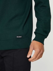 Threadbare Forest Green Funnel Quarter Zip Knitted Jumper - Image 4 of 4