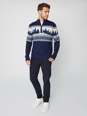 Threadbare Light Blue Quarter Zip Christmas Knitted Jumper - Image 3 of 4