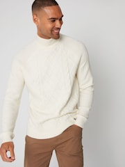 Threadbare Neutral Turtle Neck Cable Knit Jumper - Image 1 of 5