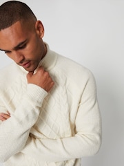Threadbare Neutral Turtle Neck Cable Knit Jumper - Image 4 of 5