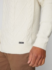 Threadbare Neutral Turtle Neck Cable Knit Jumper - Image 5 of 5