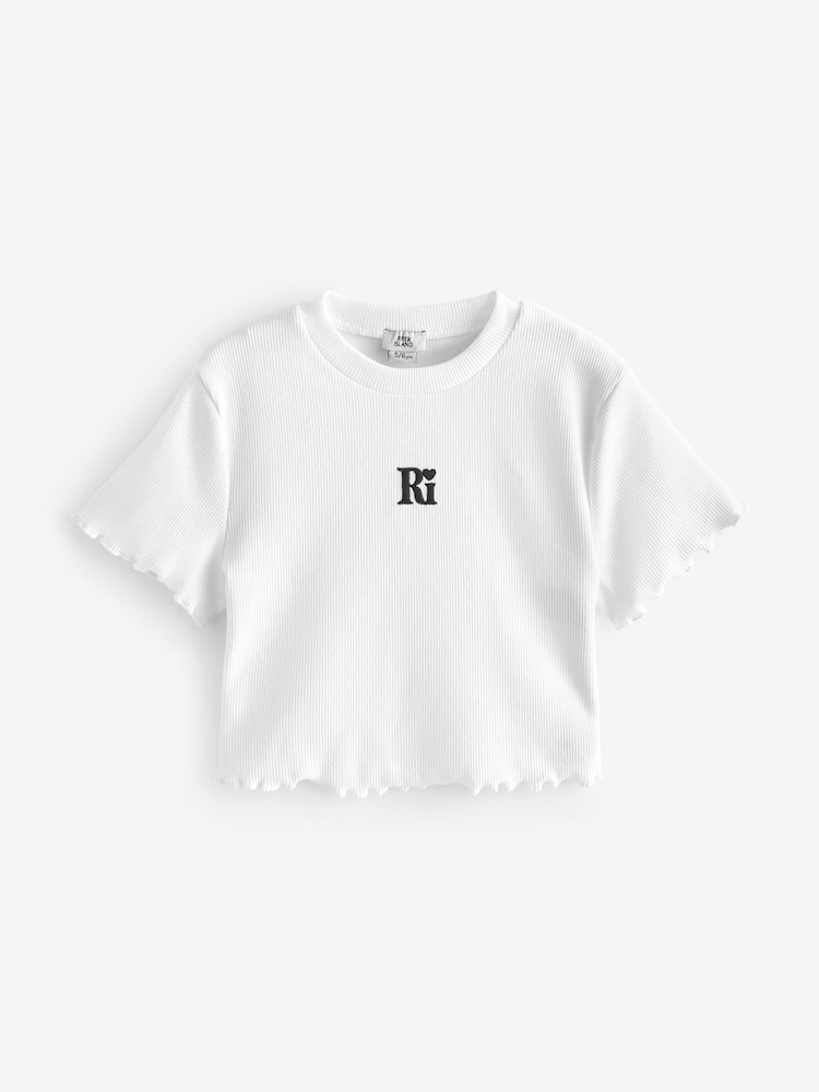 River Island Black Girls Lettuce Hem 100% Cotton T-Shirts 2 Pack - Image 2 of 3 River Island Black Girls Lettuce Hem 100% Cotton T-Shirts 2 Pack - Image 2 of 3