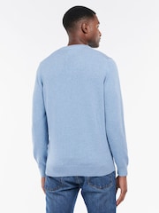 Barbour® Chambray Blue Mens 100% Cotton Pima Crew Neck Jumper - Image 2 of 4
