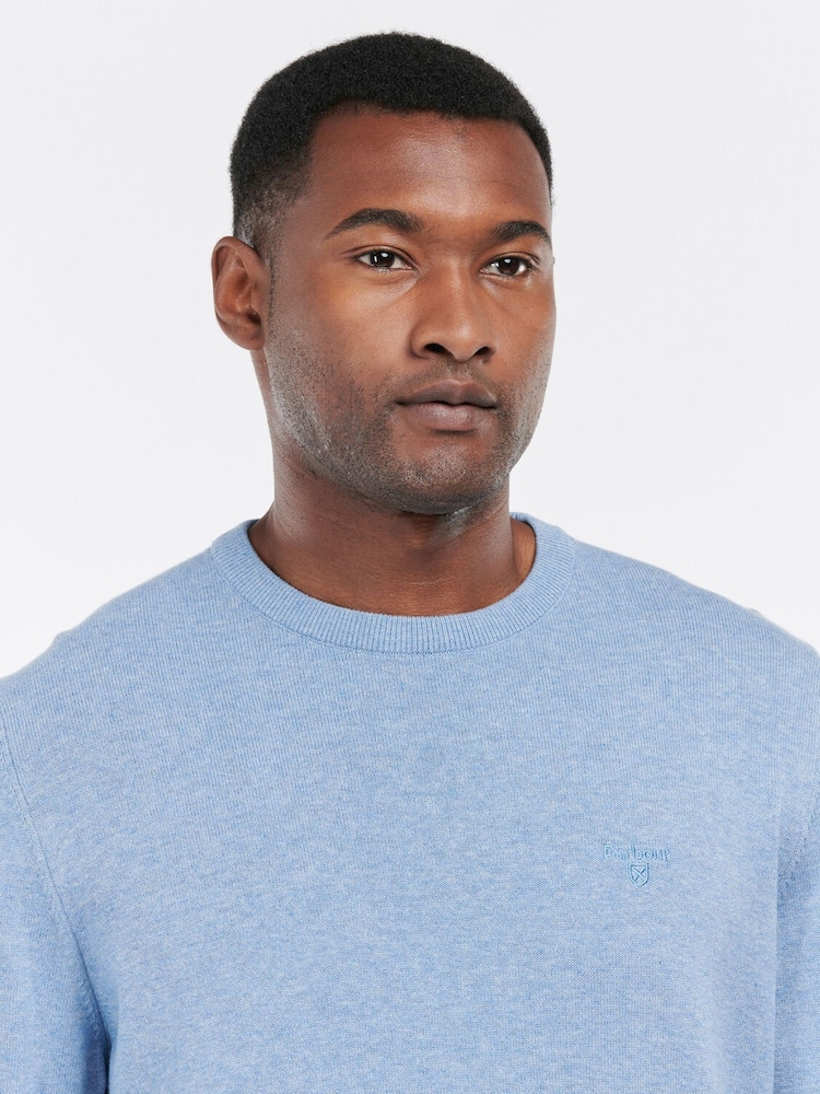 Chambray blauw - Barbour® Mens 100% Cotton Pima Crew Neck Jumper - Image 3 of 4