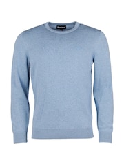 Barbour® Chambray Blue Mens 100% Cotton Pima Crew Neck Jumper - Image 4 of 4