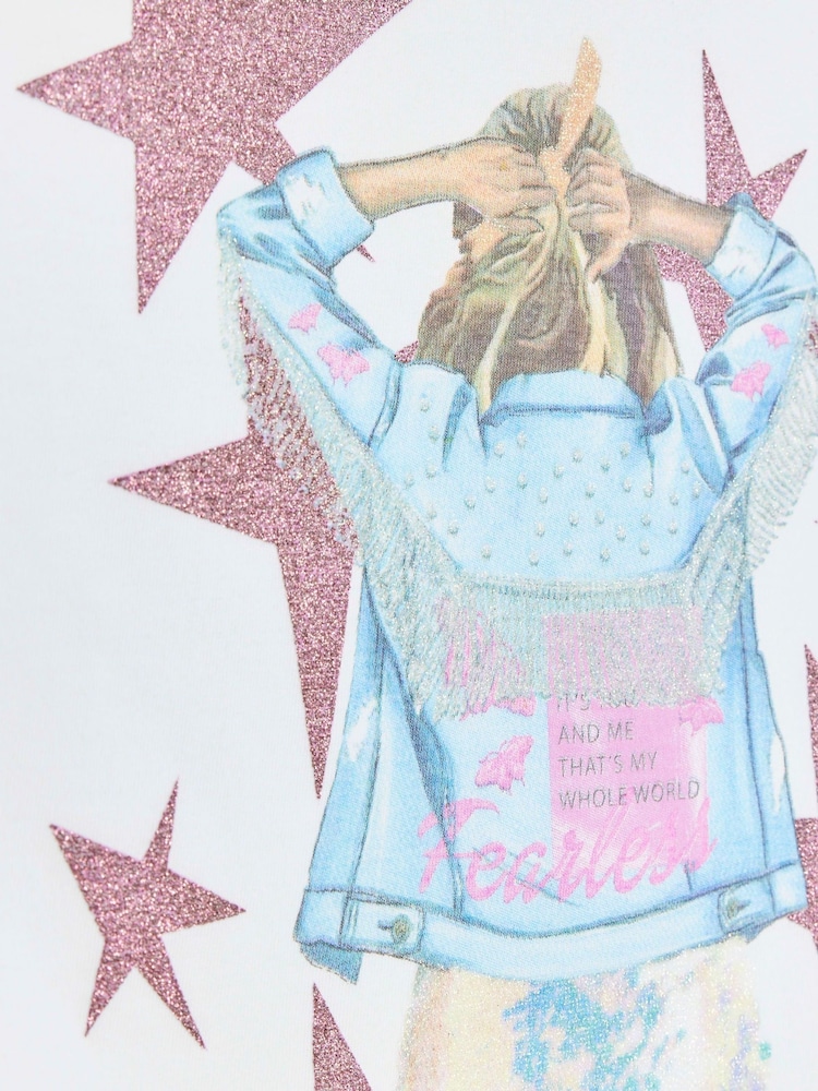 River Island White Graphic Star 100% Cotton T-Shirt - Image 3 of 3