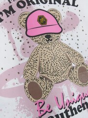 River Island White Girls Bear 100% Cotton T-Shirt and Leggings Set - Image 4 of 4