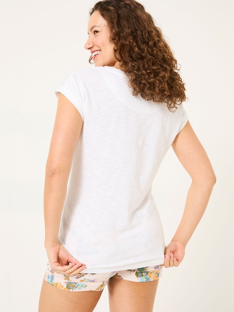 FatFace Ivory 100% Cotton Pyjama Top - Image 2 of 6