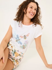 FatFace Ivory 100% Cotton Pyjama Top - Image 3 of 6