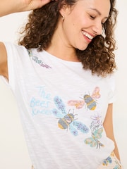 FatFace Ivory 100% Cotton Pyjama Top - Image 4 of 6