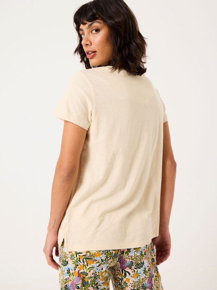 FatFace Natural Peacock Linen Blend T-Shirt - Image 2 of 5