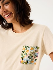 FatFace Natural Peacock Linen Blend T-Shirt - Image 4 of 5
