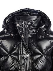 Juicy Couture Black Girls High Shine Belted Mid Length Puffer Coat - Image 10 of 11