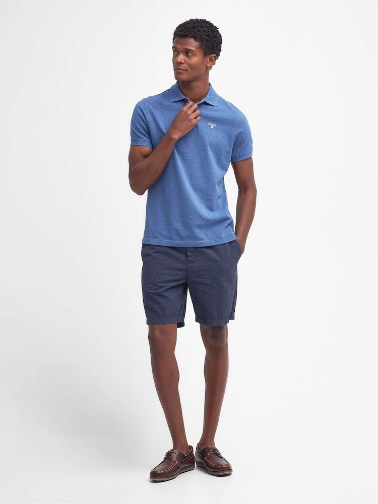 Barbour® Dark Chambray Marl 100% Cotton Classic Polo Shirt - Image 2 of 6