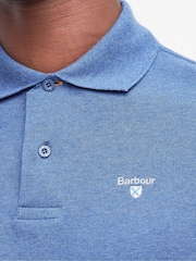 Barbour® Dark Chambray Marl 100% Cotton Classic Polo Shirt - Image 5 of 6