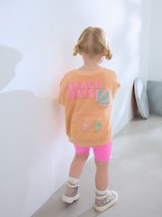 Peach Pink Beach Graphic Crew Sweatshirt & Shorts Set (3mths-7yrs) - Image 2 of 9