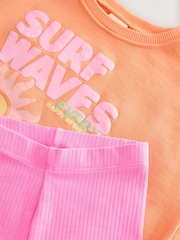 Peach Pink Beach Graphic Crew Sweatshirt & Shorts Set (3mths-7yrs) - Image 7 of 9