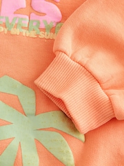 Peach Pink Beach Graphic Crew Sweatshirt & Shorts Set (3mths-7yrs) - Image 8 of 9