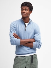 Barbour® Blue 100% Cotton Quarter Zip Jumper - Image 1 of 6