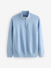Barbour® Blue 100% Cotton Quarter Zip Jumper - Image 5 of 6