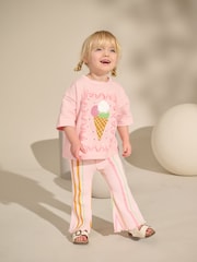 Pink Stripe Ice Cream Top & Flare Leggings Set (3mths-7yrs) - Image 1 of 9