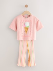 Pink Stripe Ice Cream Top & Flare Leggings Set (3mths-7yrs) - Image 5 of 9