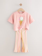 Pink Stripe Ice Cream Top & Flare Leggings Set (3mths-7yrs) - Image 6 of 9