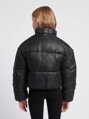 Juicy Couture Black Girls Label Diamante Stripe Puffer Coat - Image 4 of 10