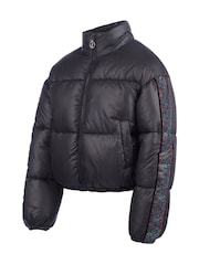 Juicy Couture Black Girls Label Diamante Stripe Puffer Coat - Image 7 of 10