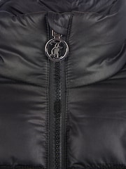 Juicy Couture Black Girls Label Diamante Stripe Puffer Coat - Image 9 of 10