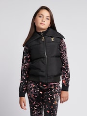 Juicy Couture Black Girls Diamante Collar Gilet - Image 1 of 10